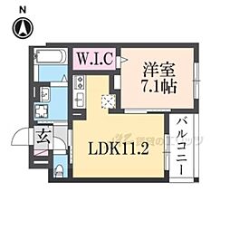 シャルマン唐橋南II 3階1LDKの間取り