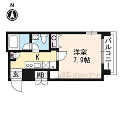 プレサンスNEO京都烏丸 4階1Kの間取り