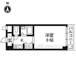 阪急京都本線 長岡天神駅 徒歩5分の賃貸マンション 2階1Kの間取り