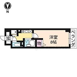 京都市営烏丸線 竹田駅 徒歩1分の賃貸マンション 4階1Kの間取り