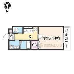 KTIレジデンス伊勢田 302 3階1Kの間取り