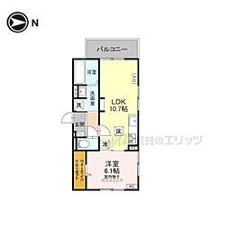 GRAMM下津林WEST 1LDKの間取図画像