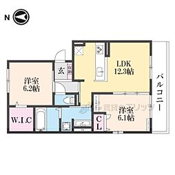 京都市伏見区下鳥羽西柳長町アパート 2LDKの間取図画像