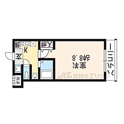 カサコモーダ東野 1Kの間取図画像