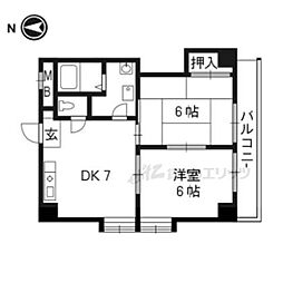 アーバンハイツ伊賀 2DKの間取図画像