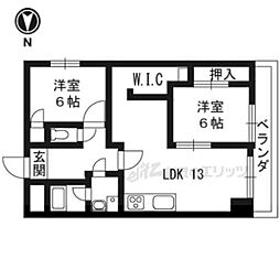 サンフローラ桂 2LDKの間取図画像