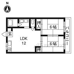 シャンポール山田 2LDKの間取図画像