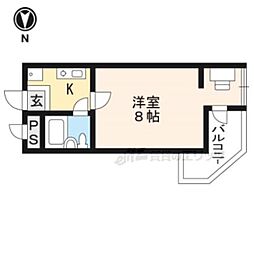 ビラ・アペックス京都竹田 1Kの間取図画像
