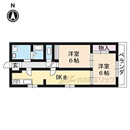 サンハイム桂 2DKの間取図画像