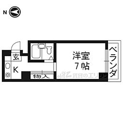 メルディアキューブ観月橋 1Kの間取図画像