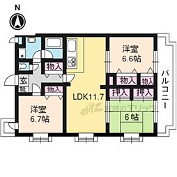 パインフィールド桂 3LDKの間取図画像