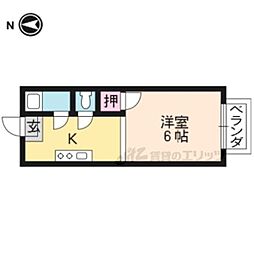 京福電気鉄道北野線 北野白梅町駅 徒歩20分の賃貸アパート 2階1Kの間取り