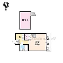 京阪本線 出町柳駅 バス5分 蓼倉橋下車 徒歩5分の賃貸アパート 1階1Kの間取り