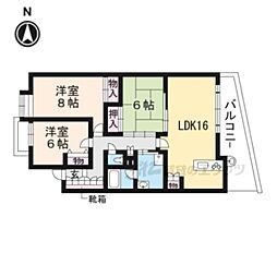 グランクール河原町二条 8階3LDKの間取り