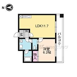 京都地下鉄東西線 二条城前駅 徒歩6分の賃貸マンション 2階1LDKの間取り