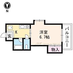 ファーストコート紫竹 4階1Kの間取り