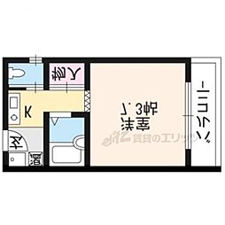 京都市営烏丸線 松ヶ崎駅 徒歩4分の賃貸マンション 1階1Kの間取り