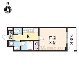 フーガス 4階1Kの間取り