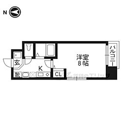 京都市営烏丸線 四条駅 徒歩6分の賃貸マンション 8階1Kの間取り