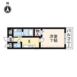 クリザンテーム山本II 2階1Kの間取り