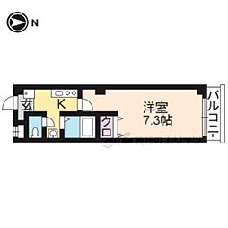 クオリカ紫竹 1階1Kの間取り