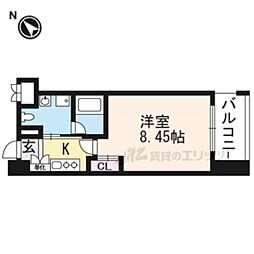 叡山電鉄叡山本線 元田中駅 徒歩3分の賃貸マンション 3階1Kの間取り