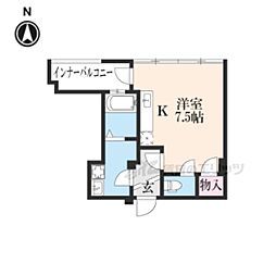 バウハウス御蔭 2階ワンルームの間取り