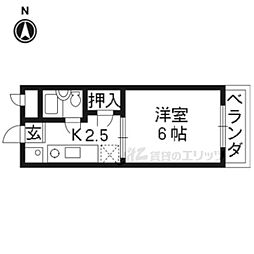メゾンモナミ 2階1Kの間取り