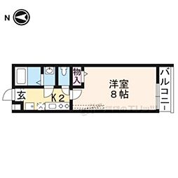 アークリード洛北 4階1Kの間取り