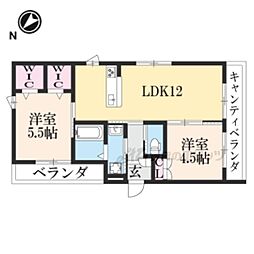 ヘーベルメゾン御蔭橋 3階2LDKの間取り