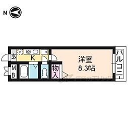 ビクトワール二条 1Kの間取図画像