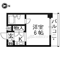 レジデンス淺墅 1Kの間取図画像