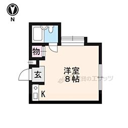 サン・ローラン北大路 ワンルームの間取図画像