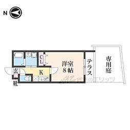 グランディール円町 1Kの間取図画像