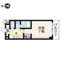 ガトーD.M北山 1Kの間取図画像