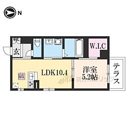 シャーメゾンちきりや大将軍 1LDKの間取図画像