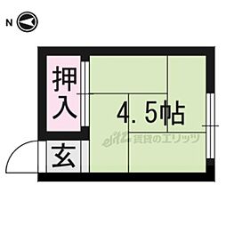 下鴨荘 ワンルームの間取図画像