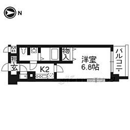 アクアプレイス京都聖護院 1Kの間取図画像