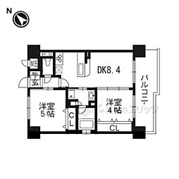 エステムプラザ京都河原町通2レジデンシャル 2DKの間取図画像