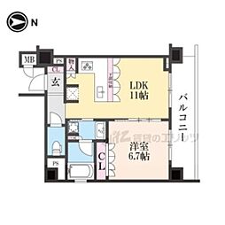 リーガル京都御所西V 1LDKの間取図画像