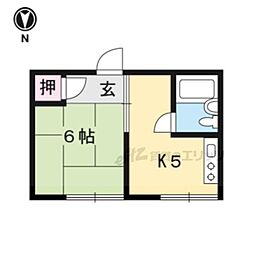 山中荘 1Kの間取図画像