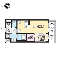 ソルテラス京都東寺HOMARE 1LDKの間取図画像