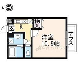 ノースウェーブタマサク 1Kの間取図画像