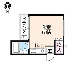 プチシャンポール ワンルームの間取図画像