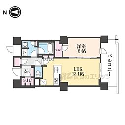 プレミスト京都三条堀川 1LDKの間取図画像