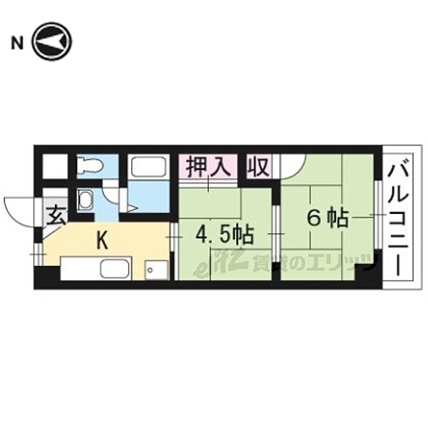 サンライズロード梅宮 B203｜京都府京都市右京区梅津中倉町(賃貸マンション2K・2階・32.04㎡)の写真 その2