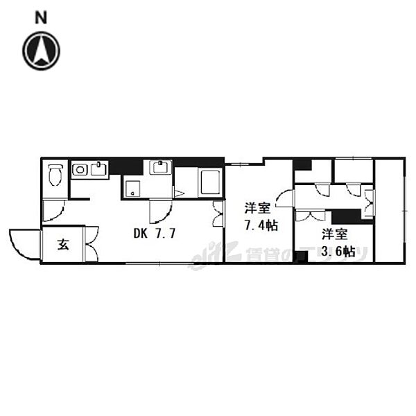 ルヴィラ堀川 ｜京都府京都市上京区北舟橋町(賃貸マンション2DK・2階・55.00㎡)の写真 その2