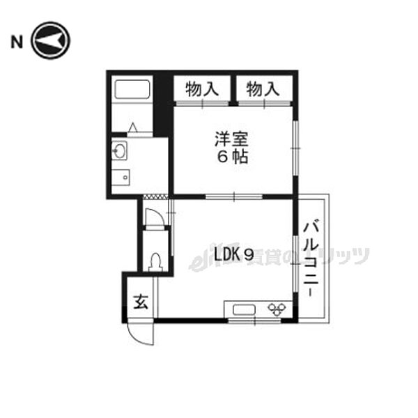 シャローム石田 302｜京都府京都市右京区梅津中村町(賃貸アパート1LDK・3階・42.78㎡)の写真 その2