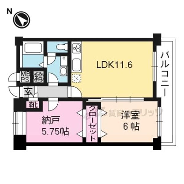 京都府京都市右京区西京極徳大寺団子田町(賃貸マンション2LDK・4階・51.03㎡)の写真 その2