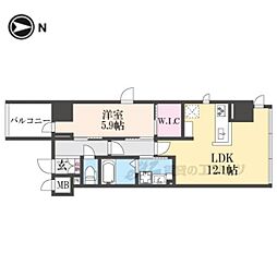 京都市営烏丸線 丸太町駅 徒歩6分の賃貸マンション 2階1LDKの間取り